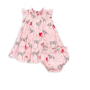 Pink Chicken Stevie Dress Set Baby Outfit with - Dalmation and Heart Print